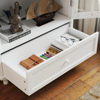 Credenza Buffet Minimalista con Doppie Ante in Vetro e Cassetto, Armadio Contenitore in Legno per Soggiorno, Corridoio
