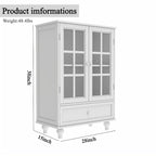 Credenza Buffet Minimalista con Doppie Ante in Vetro e Cassetto, Armadio Contenitore in Legno per Soggiorno, Corridoio