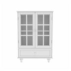 Credenza Buffet Minimalista con Doppie Ante in Vetro e Cassetto, Armadio Contenitore in Legno per Soggiorno, Corridoio