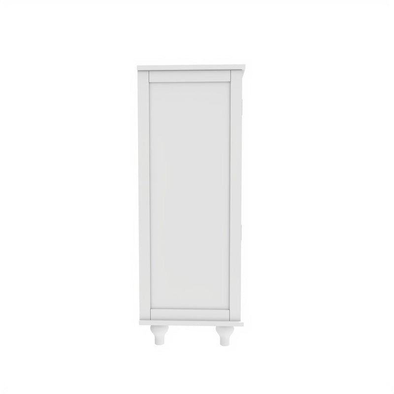 Credenza Buffet Minimalista con Doppie Ante in Vetro e Cassetto, Armadio Contenitore in Legno per Soggiorno, Corridoio
