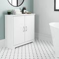 Mobiletto contenitore per bagno piccolo con ante, ripiani regolabili, finitura legno