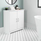 Mobiletto contenitore per bagno piccolo con ante, ripiani regolabili, finitura legno