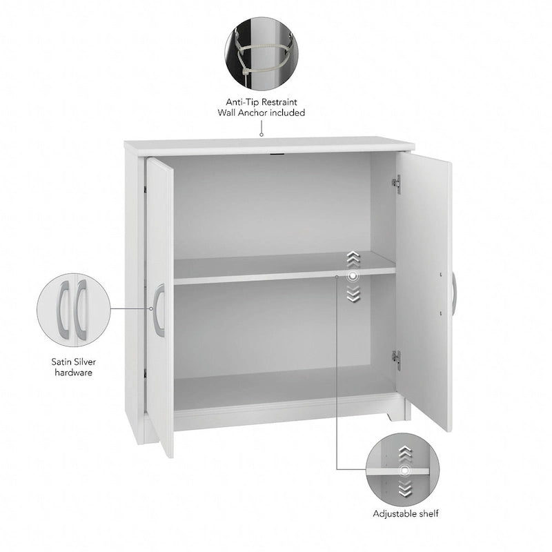 Mobiletto contenitore per bagno piccolo con ante, ripiani regolabili, finitura legno