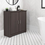 Mobiletto contenitore per bagno piccolo con ante, ripiani regolabili, finitura legno