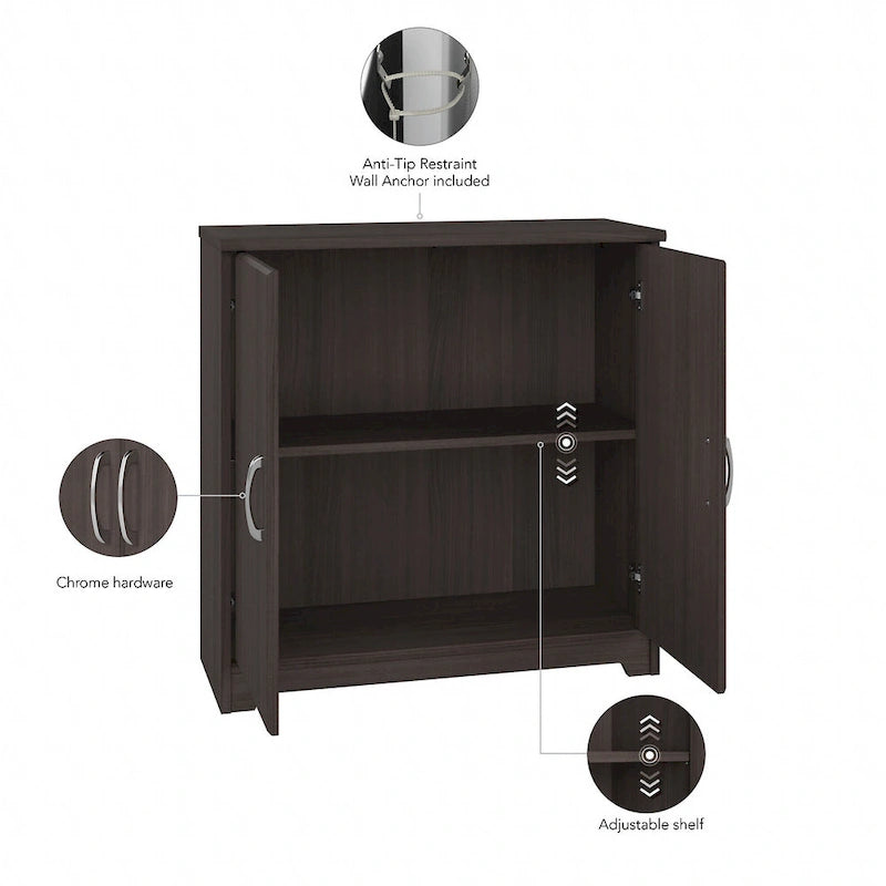 Mobiletto contenitore per bagno piccolo con ante, ripiani regolabili, finitura legno