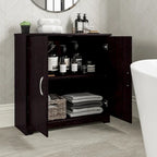 Mobiletto contenitore per bagno piccolo con ante, ripiani regolabili, finitura legno