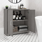 Mobiletto contenitore per bagno piccolo con ante, ripiani regolabili, finitura legno