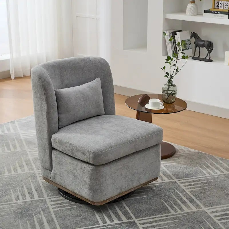 Poltrona da ufficio in ciniglia larga 63,5 cm con base in metallo girevole a 360°