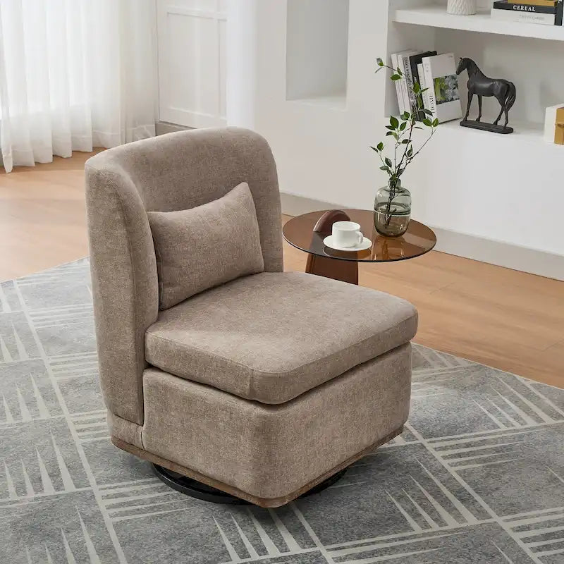 Poltrona da ufficio in ciniglia larga 63,5 cm con base in metallo girevole a 360°