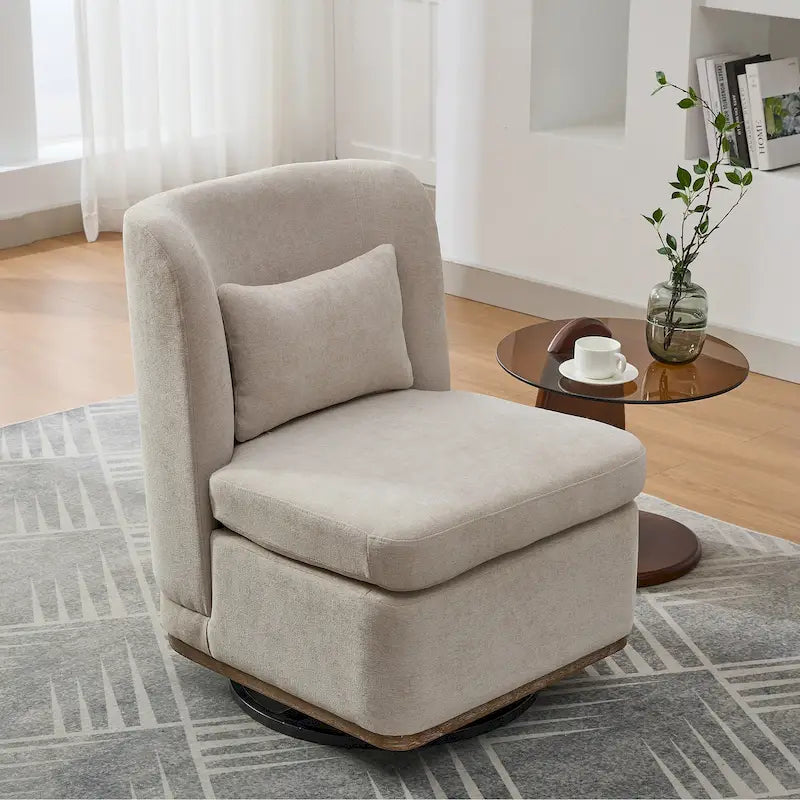 Poltrona da ufficio in ciniglia larga 63,5 cm con base in metallo girevole a 360°