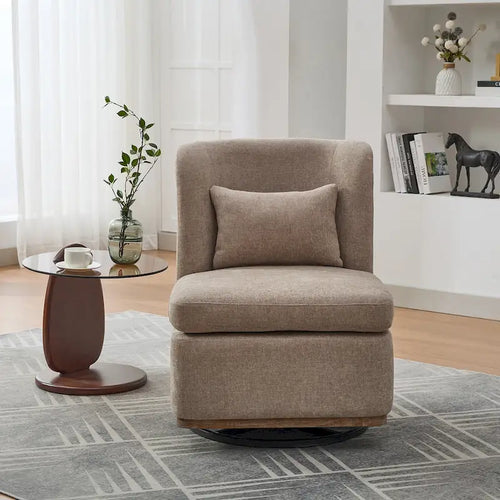Poltrona da ufficio in ciniglia larga 63,5 cm con base in metallo girevole a 360°