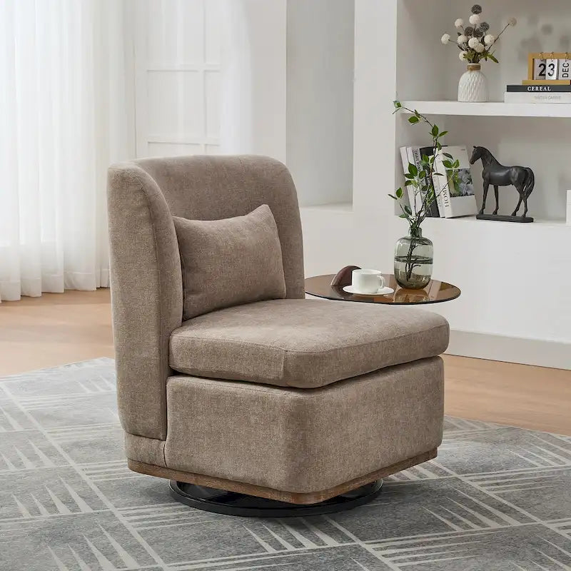 Poltrona da ufficio in ciniglia larga 63,5 cm con base in metallo girevole a 360°