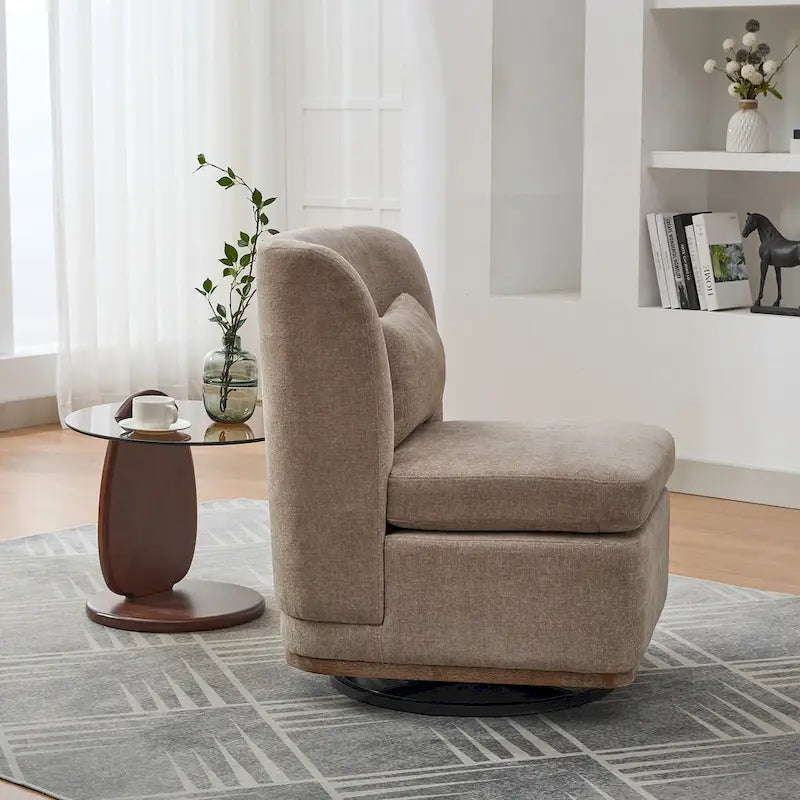 Poltrona da ufficio in ciniglia larga 63,5 cm con base in metallo girevole a 360°