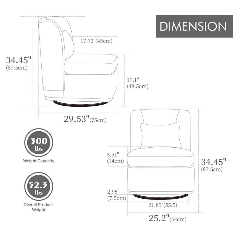 Poltrona da ufficio in ciniglia larga 63,5 cm con base in metallo girevole a 360°