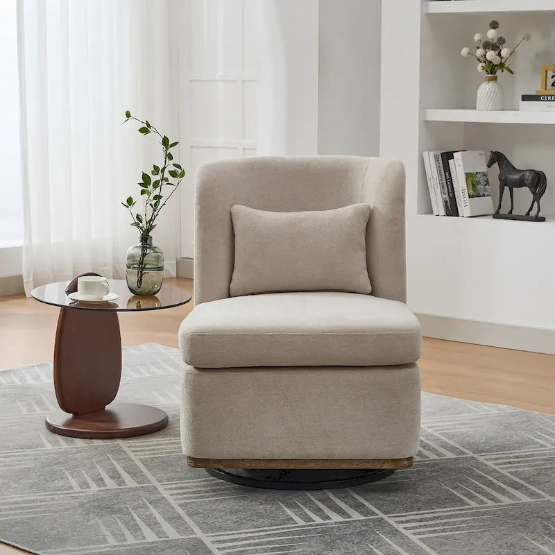 Poltrona da ufficio in ciniglia larga 63,5 cm con base in metallo girevole a 360°