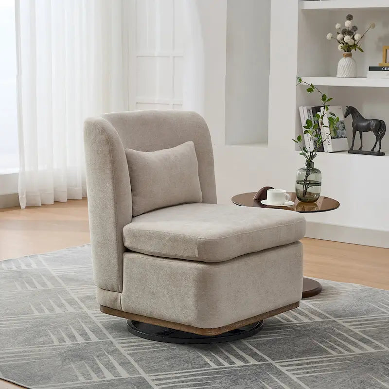 Poltrona da ufficio in ciniglia larga 63,5 cm con base in metallo girevole a 360°