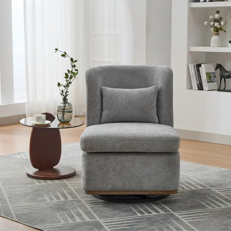 Poltrona da ufficio in ciniglia larga 63,5 cm con base in metallo girevole a 360°