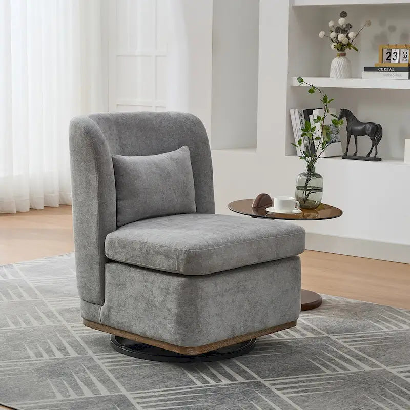 Poltrona da ufficio in ciniglia larga 63,5 cm con base in metallo girevole a 360°