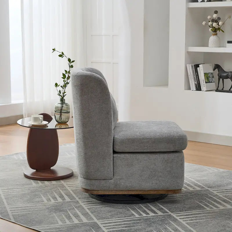 Poltrona da ufficio in ciniglia larga 63,5 cm con base in metallo girevole a 360°