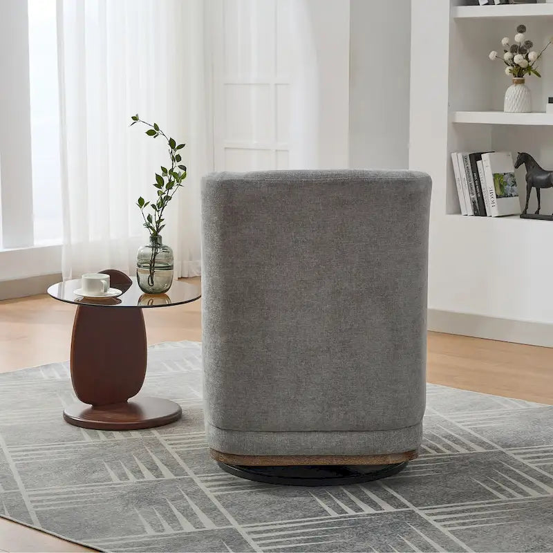 Poltrona da ufficio in ciniglia larga 63,5 cm con base in metallo girevole a 360°