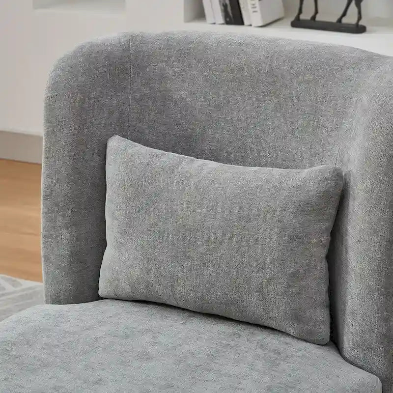 Poltrona da ufficio in ciniglia larga 63,5 cm con base in metallo girevole a 360°