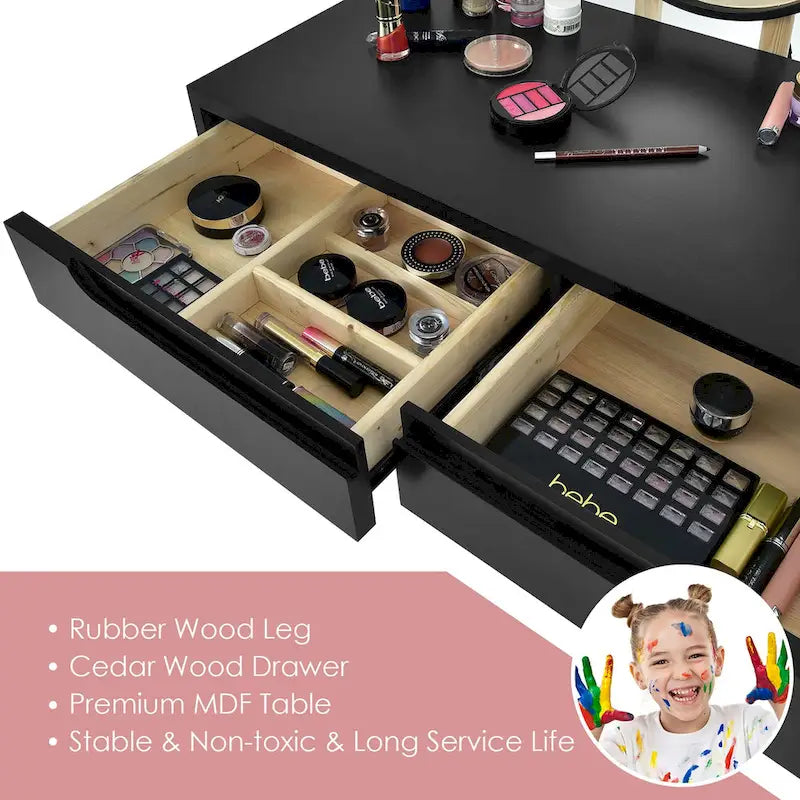 Toeletta da Trucco con Specchio Touch Screen, 3 Modalità di Illuminazione, Cassetti Contenitori