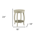 Versatile Tavolino Rotondo da 24 Pollici in Legno Massello con Ripiano, Perfetto per Camera da Letto o Soggiorno - 24 A x 18 L x 18 P