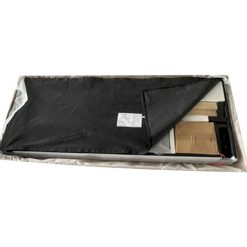 Letto imbottito king size con testiera in tessuto di lino capitonné, senza necessità di rete a molle
