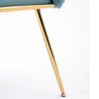 Poltrona di design in velluto blu larga 72,9 cm con gambe in metallo placcato oro, stile moderno