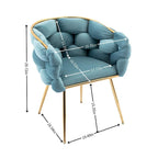 Poltrona di design in velluto blu larga 72,9 cm con gambe in metallo placcato oro, stile moderno