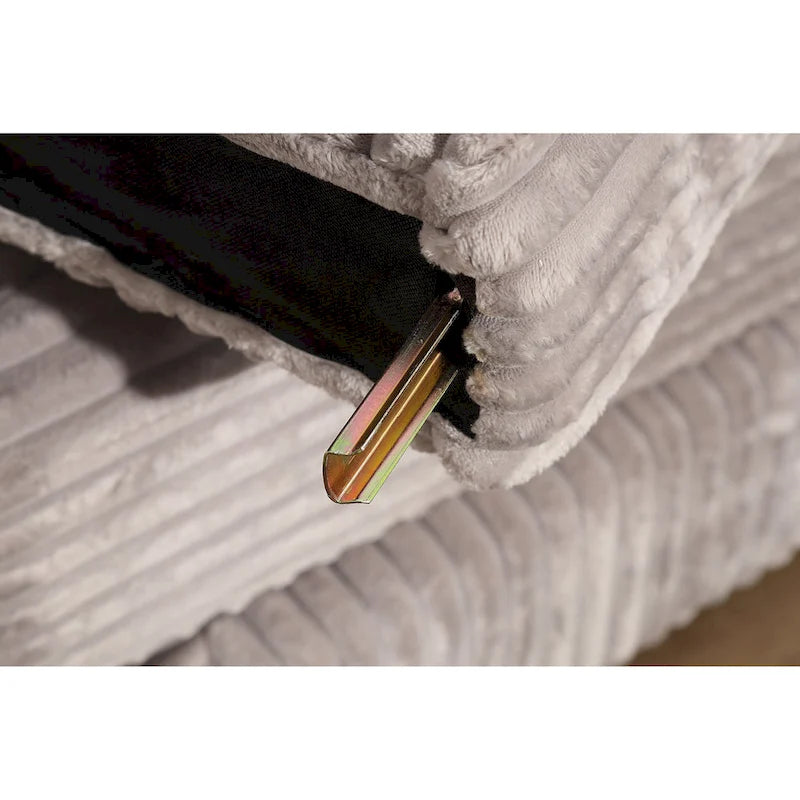 Divano Letto Angolare in Velluto a Coste 93.25" con Seduta Profonda e 6 Cuscini - Sezionale Moderno Convertibile