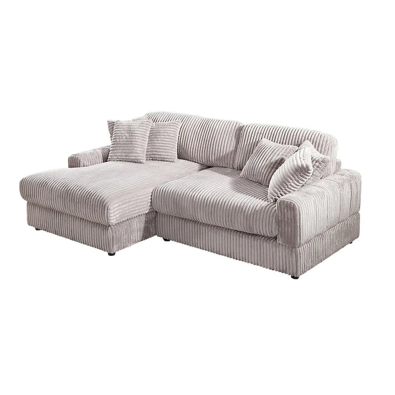 Divano Letto Angolare in Velluto a Coste 93.25" con Seduta Profonda e 6 Cuscini - Sezionale Moderno Convertibile
