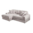 Divano Letto Angolare in Velluto a Coste 93.25" con Seduta Profonda e 6 Cuscini - Sezionale Moderno Convertibile