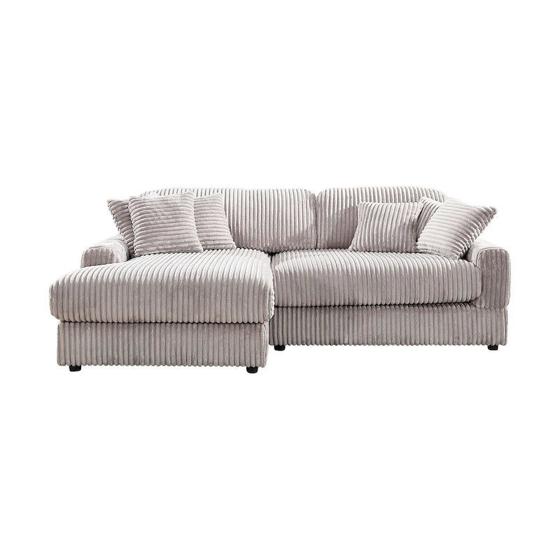Divano Letto Angolare in Velluto a Coste 93.25" con Seduta Profonda e 6 Cuscini - Sezionale Moderno Convertibile