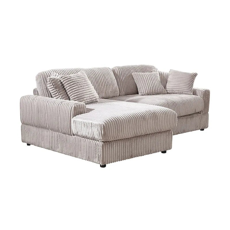 Divano Letto Angolare in Velluto a Coste 93.25" con Seduta Profonda e 6 Cuscini - Sezionale Moderno Convertibile