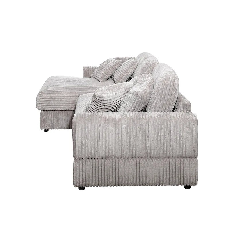 Divano Letto Angolare in Velluto a Coste 93.25" con Seduta Profonda e 6 Cuscini - Sezionale Moderno Convertibile