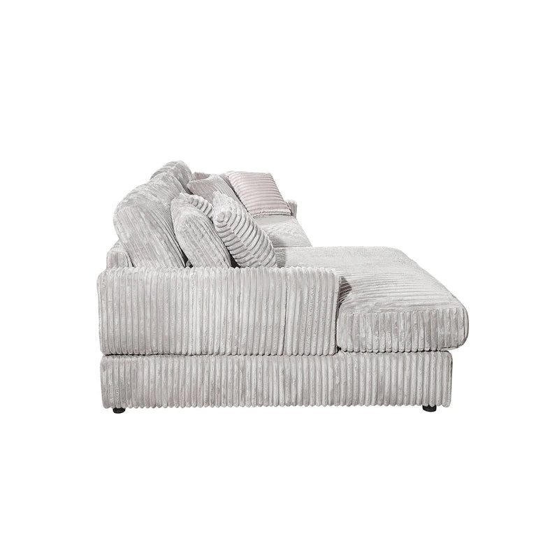 Divano Letto Angolare in Velluto a Coste 93.25" con Seduta Profonda e 6 Cuscini - Sezionale Moderno Convertibile