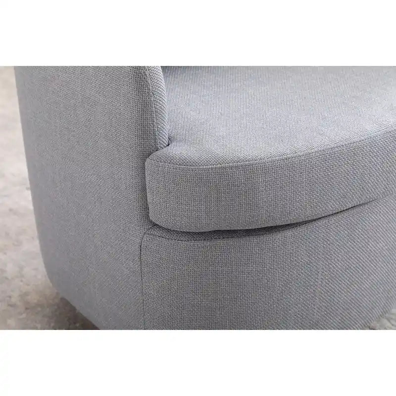 Poltrona girevole accentata imbottita azzurra, poltrona moderna per soggiorno larga 77 cm