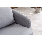 Poltrona girevole accentata imbottita azzurra, poltrona moderna per soggiorno larga 77 cm