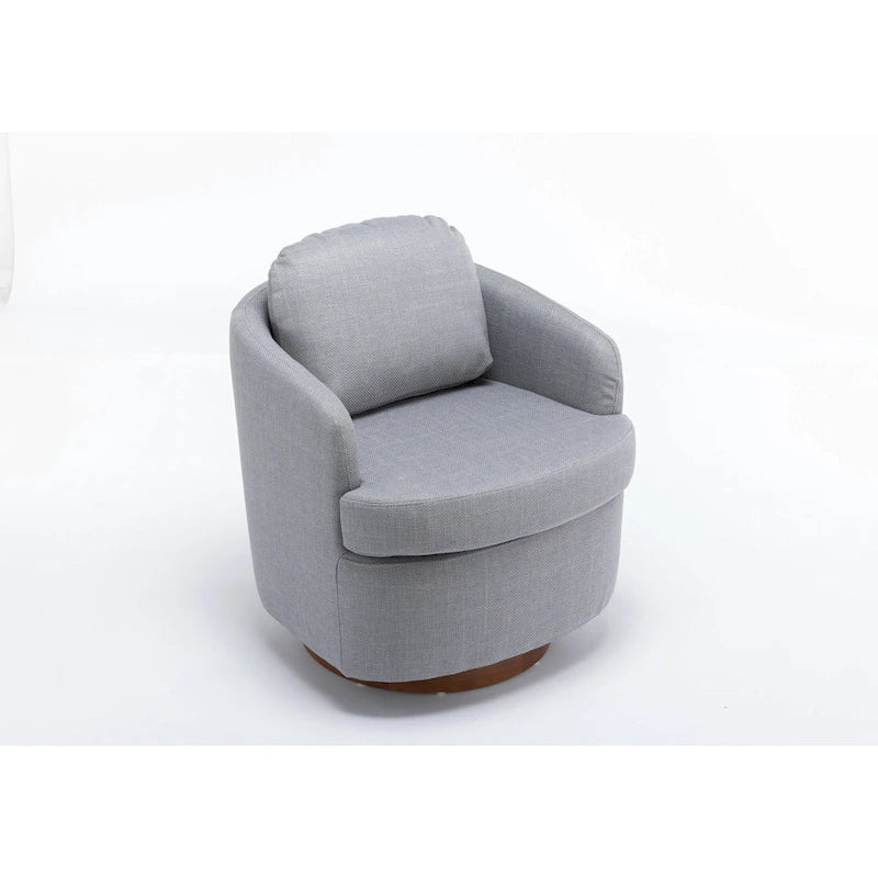 Poltrona girevole accentata imbottita azzurra, poltrona moderna per soggiorno larga 77 cm