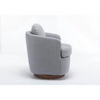 Poltrona girevole accentata imbottita azzurra, poltrona moderna per soggiorno larga 77 cm
