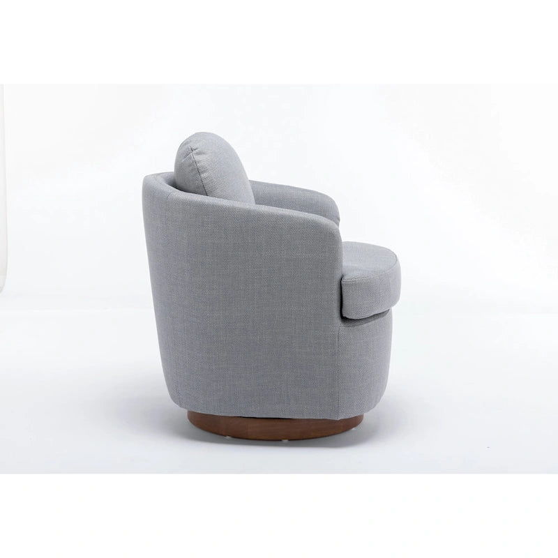 Poltrona girevole accentata imbottita azzurra, poltrona moderna per soggiorno larga 77 cm