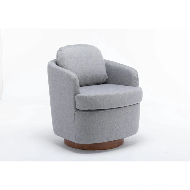 Poltrona girevole accentata imbottita azzurra, poltrona moderna per soggiorno larga 77 cm