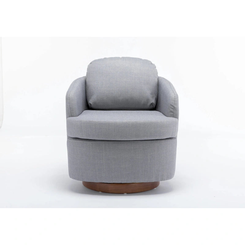 Poltrona girevole accentata imbottita azzurra, poltrona moderna per soggiorno larga 77 cm