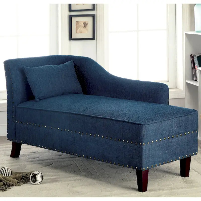Chaise Longue Imbottita in Tessuto con Borchie, Stile Transizionale