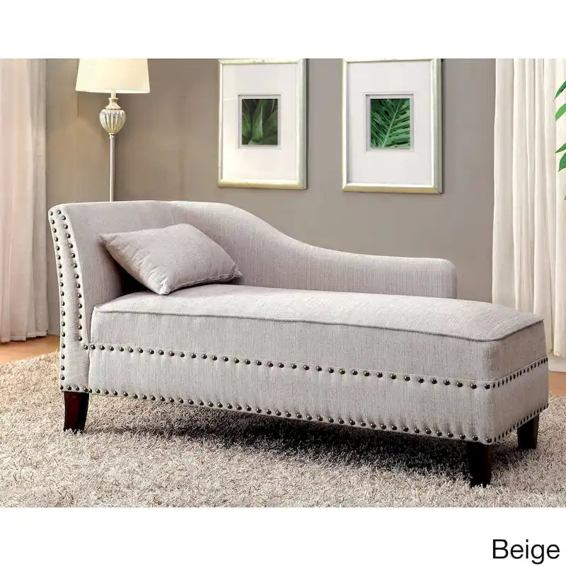 Chaise Longue Imbottita in Tessuto con Borchie, Stile Transizionale