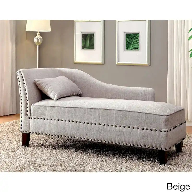 Chaise Longue Imbottita in Tessuto con Borchie, Stile Transizionale