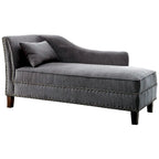 Chaise Longue Imbottita in Tessuto con Borchie, Stile Transizionale