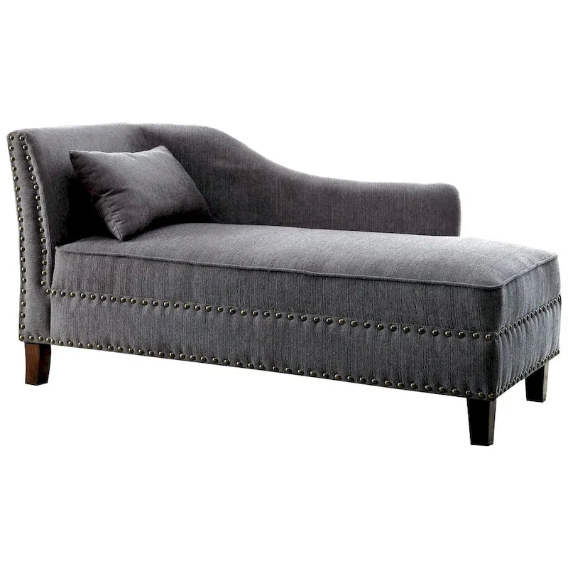 Chaise Longue Imbottita in Tessuto con Borchie, Stile Transizionale