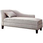 Chaise Longue Imbottita in Tessuto con Borchie, Stile Transizionale